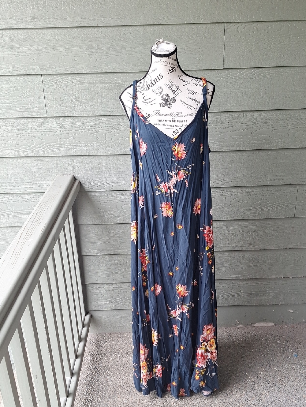 Torrid Trapeze Tank Maxi Dress Blue Floral Plus Size 4X - Picture 3 of 14